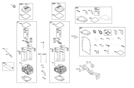 Cylinder Head Group Diagram and Parts List for 356447-0668-B5 200000 - 399999 Briggs and Stratton Engine